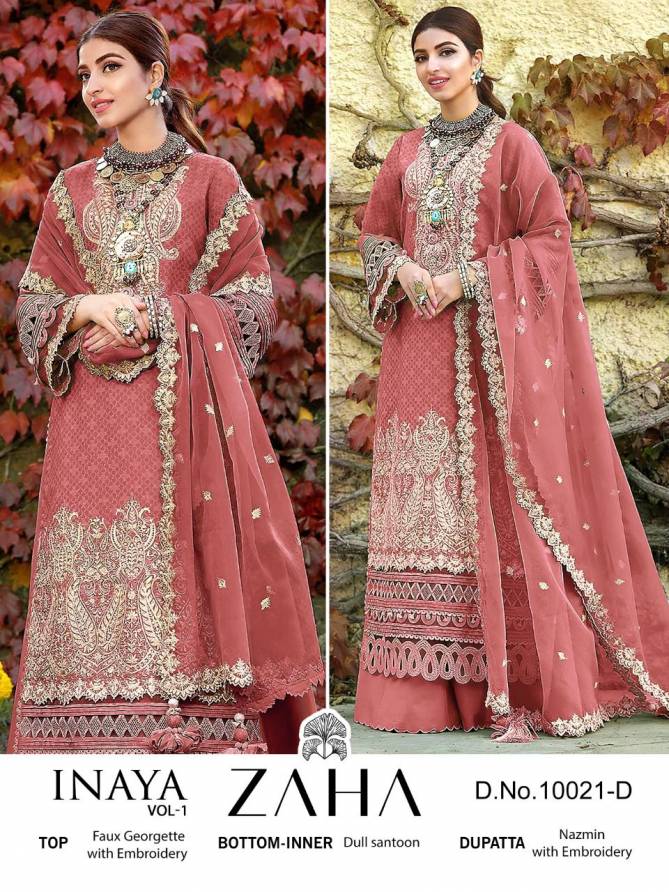 Zaha Inaya 1 New Festive Wear Heavy Georgette Designer Pakistani Suit Collection